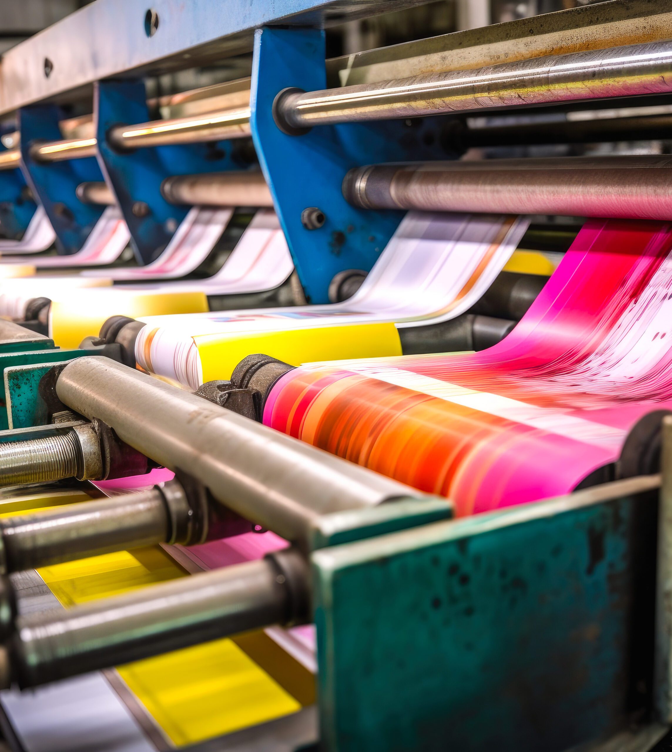 Machine printing colored newspaper, offset printing press, print