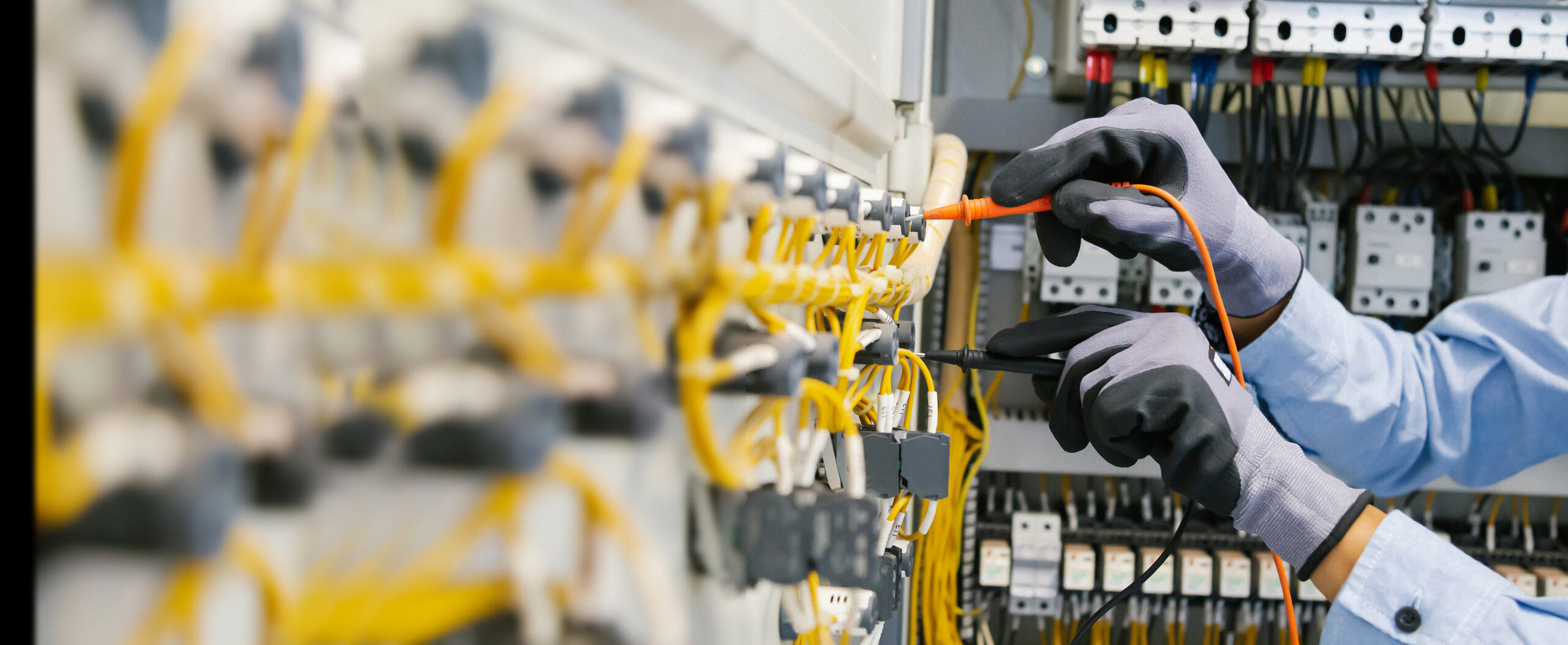 Electrical engineers test electrical installations and wiring on